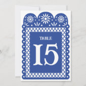 Numéro de table en papier découpé bleu mexicain (Dos)