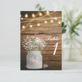 Numéro de table en pot Mason rustique avec fleurs  (Debout devant)