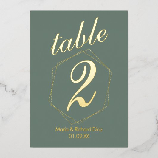 Numéro de table en relief de points en feuille mét (Recto)