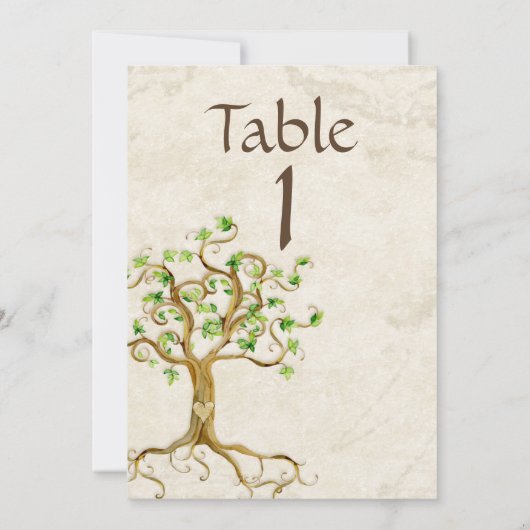 Numéro de table en vélin de tan de racine d'arbre (Dos)