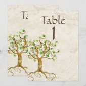 Numéro de table en vélin de tan racine d'arbre de  (Devant / Derrière)