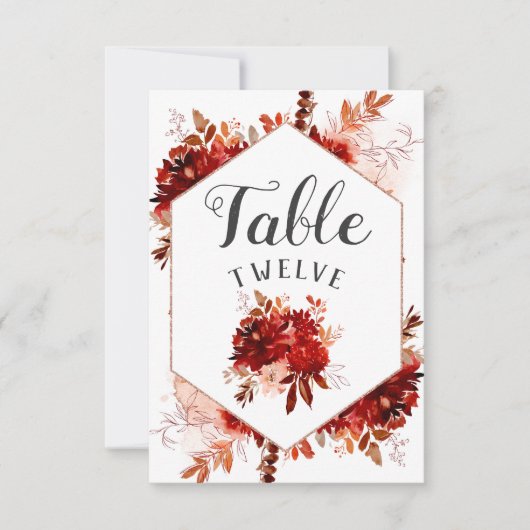 Numéro de table encadré floral de beauté rustique (Devant)