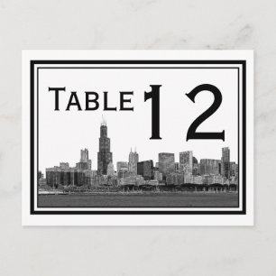 Numéro de table encadrée de Chicago Skyline Etched