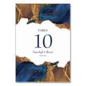 Numéro De Table Enchanter Abstrait Blue Gold Mariage (Dos)