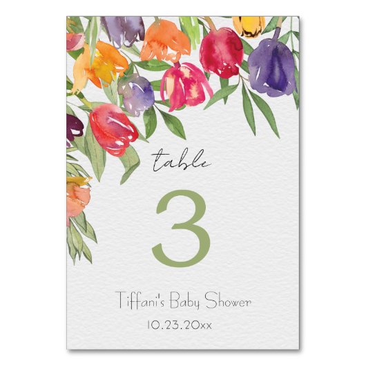 Numéro De Table Enchanter les tulipes de jardin et le Baby shower (Par défaut)