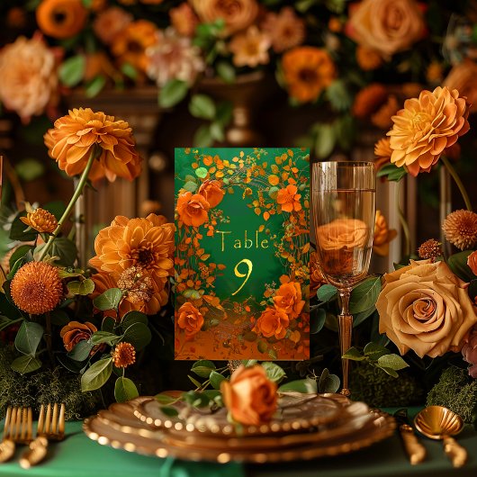 Numéro De Table Enchanter Orange et Green Druid Hill Mariage
