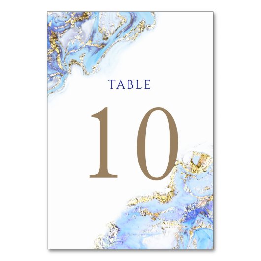 Numéro De Table encre bleu aquarelle Numéro de tableau 10 (Dos)