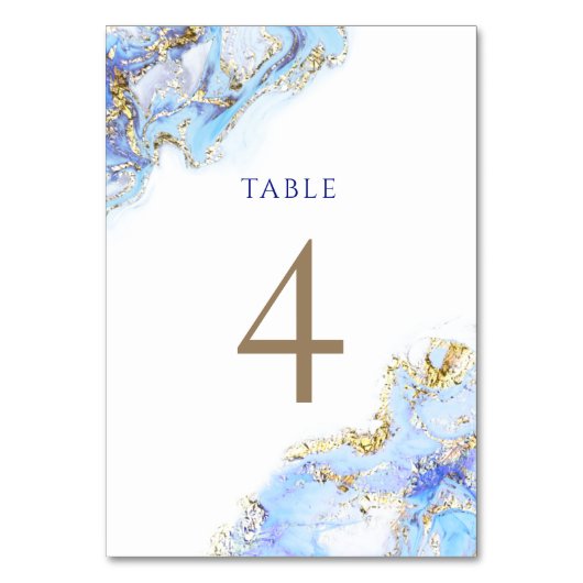 Numéro De Table encre bleue d'aquarelle Tableau Numéro 4 (Dos)