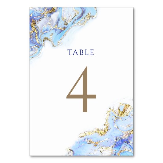 Numéro De Table encre bleue d'aquarelle Tableau Numéro 4 (Par défaut)