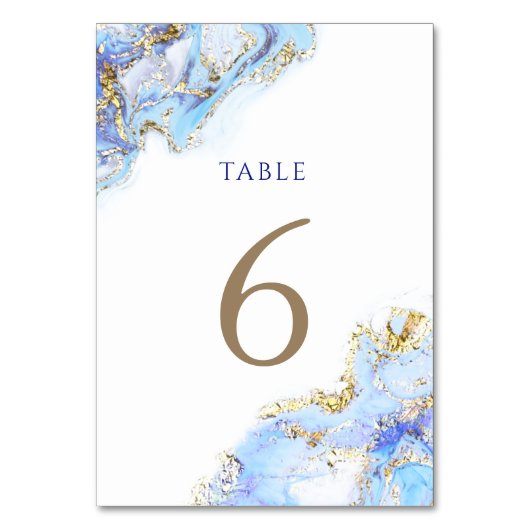 Numéro De Table encre bleue d'aquarelle Tableau Numéro 6 (Dos)