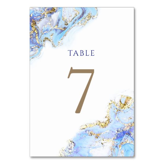 Numéro De Table encre bleue d'aquarelle Tableau Numéro 7 (Dos)