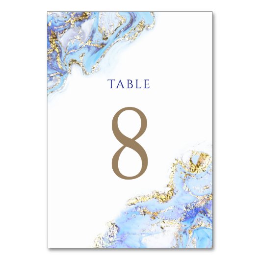 Numéro De Table encre bleue d'aquarelle Tableau Numéro 8 (Dos)