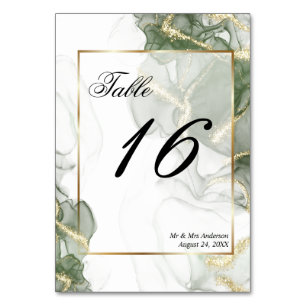 Numéro De Table Encre verte de l'aile dorée