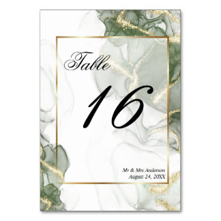 Numéro De Table Encre verte de l'aile dorée