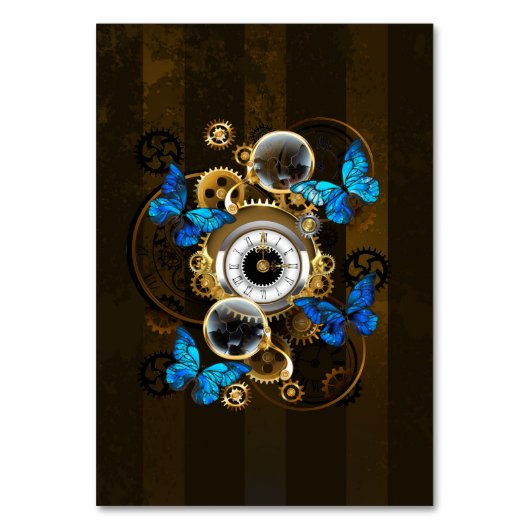 Numéro De Table Engrenages à vapeur et papillons bleus (Par défaut)