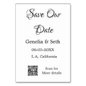 Numéro De Table Enregistrez la date code QR simple minimal détails (Dos)