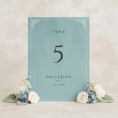 Numéro De Table Ensemble de mariage Dusty Blue Héron Français