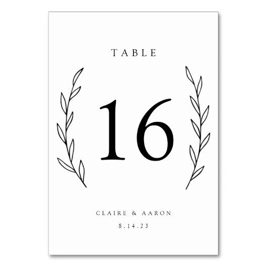 Numéro De Table Ensemble de Mariages Laurel Wreath | Numéros de ta (Dos)