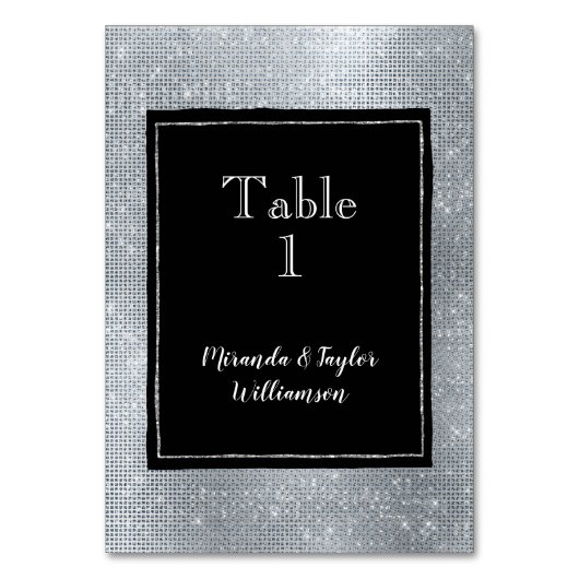 Numéro De Table Épersion en argent glam chic et noir (Par défaut)