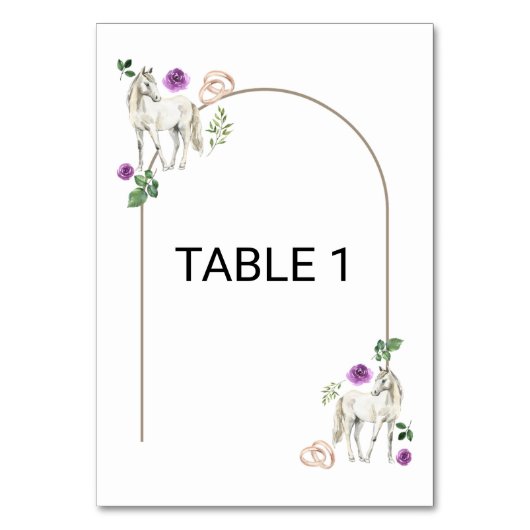 Numéro De Table Equestrian Purple Floral Rustic Wedding (Par défaut)