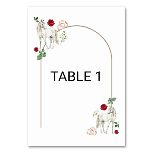 Numéro De Table Equestrian Red Floral Rustic Wedding (Par défaut)