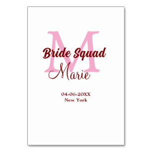Numéro De Table Equipe de mariée ajouter nom monogramme demoiselle