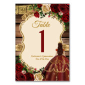 Numéro De Table Espagnol Bourgogne Floral Russe Bois Mis Quince (Dos)