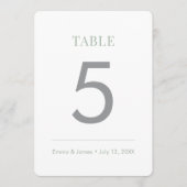 Numéro de table Esprit minimaliste & | Sage (Devant)