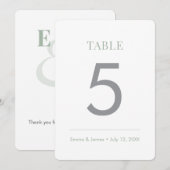 Numéro de table Esprit minimaliste & | Sage (Devant / Derrière)