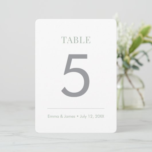Numéro de table Esprit minimaliste & | Sage (Debout devant)