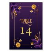 Numéro De Table Esthétique violet et or Mariage floral (Dos)