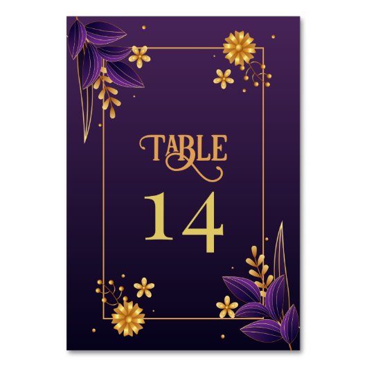 Numéro De Table Esthétique violet et or Mariage floral (Par défaut)