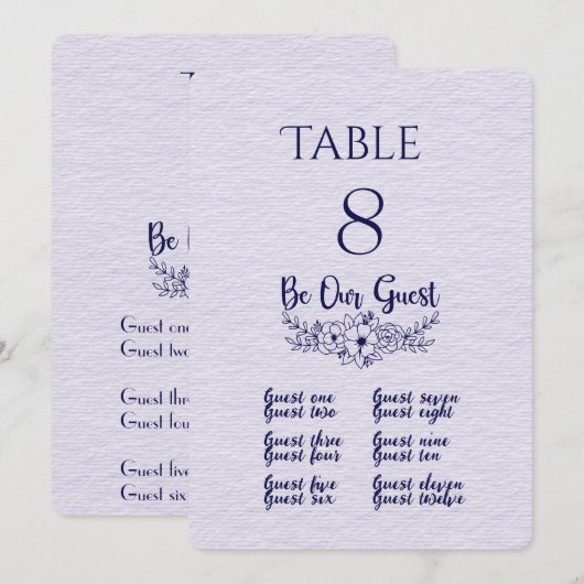 Numéro de table et carte de placement lilas et ble (Devant / Derrière)