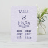 Numéro de table et carte de placement lilas et ble (Debout devant)