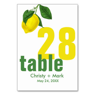 Numéro De Table Été de citron jaune moderne