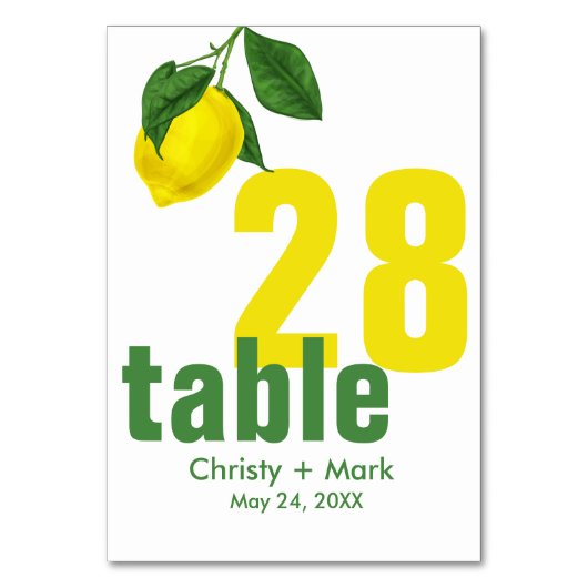 Numéro De Table Été de citron jaune moderne (Par défaut)