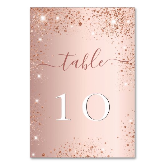 Numéro De Table Étincelle d'or rose mariage (Dos)