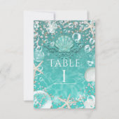 Numéro de table étoile de mer et bulles sarcelle e (Devant)