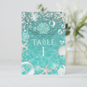 Numéro de table étoile de mer et bulles sarcelle e (Debout devant)
