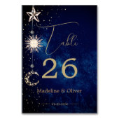 Numéro De Table Etoiles céleste de la lune Mariage Élégant (Dos)