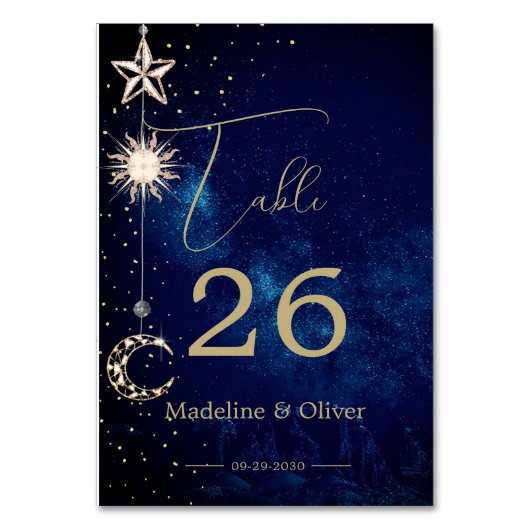 Numéro De Table Etoiles céleste de la lune Mariage Élégant (Par défaut)