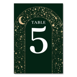 Numéro De Table Étoiles célestes Emerald Green Mariage