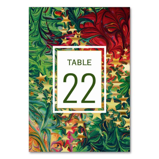 Numéro De Table ÉTOILES DE NOËL Personnalisables Rouge Vert Or (Par défaut)