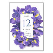Numéro De Table Étonnant violet Irises Aquarelle Floral Mariage (Dos)