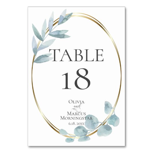 Numéro de table | Eucalyptus bleu-dusté (Par défaut)