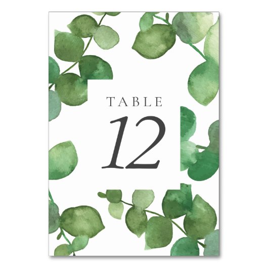 Numéro De Table Eucalyptus Boho Vert vert Floral Numéros de tablea (Dos)
