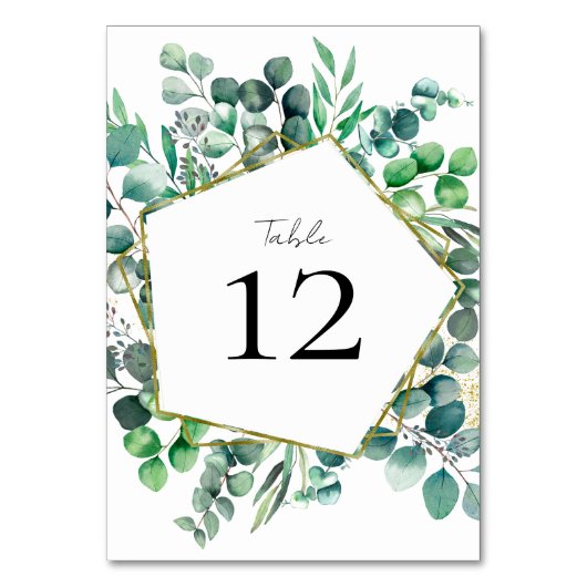 Numéro De Table Eucalyptus Botanical Garden Greenery Wedding (Dos)