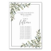 Numéro De Table Eucalyptus Botanique Sage Green Guest Names (Dos)