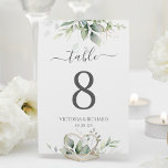 Numéro De Table Eucalyptus Botanique Verdure Aquarelle Élégante<br><div class="desc">De beaux numéros de table mariage avec des eucalyptus aquarelles et des feuilles d'or.</div>