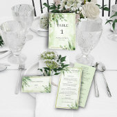 Numéro De Table Eucalyptus Cadre Vert Or Feuillage Aquarelle